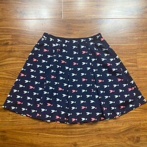 Maison Jules Navy Pink Fish Pleated Elastic Waist Mini Skirt Size Small Coastal